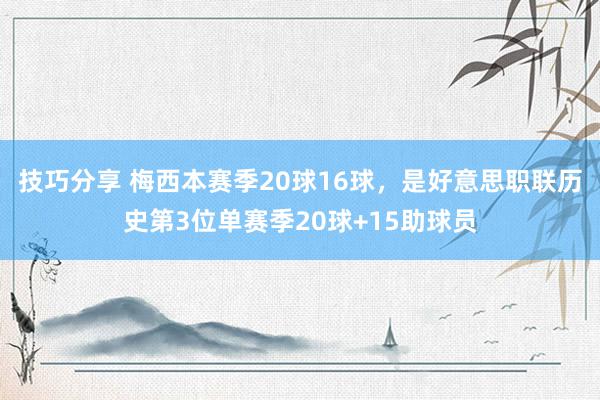 技巧分享 梅西本赛季20球16球，是好意思职联历史第3位单赛季20球+15助球员