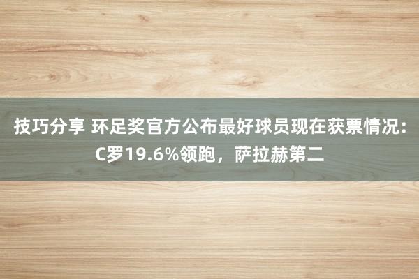 技巧分享 环足奖官方公布最好球员现在获票情况：C罗19.6%领跑，萨拉赫第二