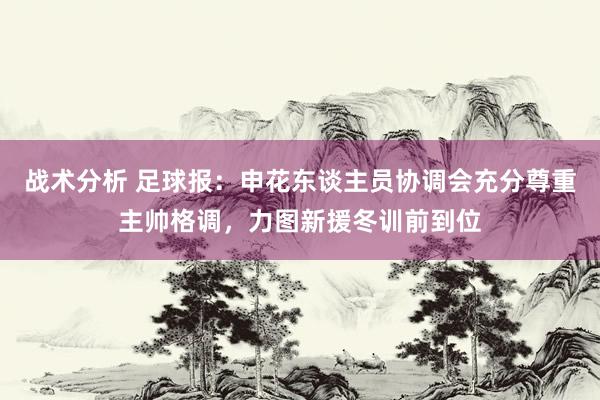 战术分析 足球报：申花东谈主员协调会充分尊重主帅格调，力图新援冬训前到位