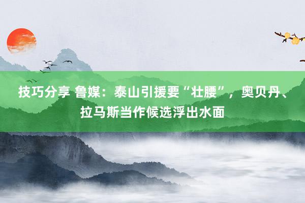 技巧分享 鲁媒：泰山引援要“壮腰”，奥贝丹、拉马斯当作候选浮出水面