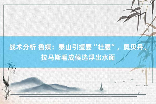 战术分析 鲁媒：泰山引援要“壮腰”，奥贝丹、拉马斯看成候选浮出水面