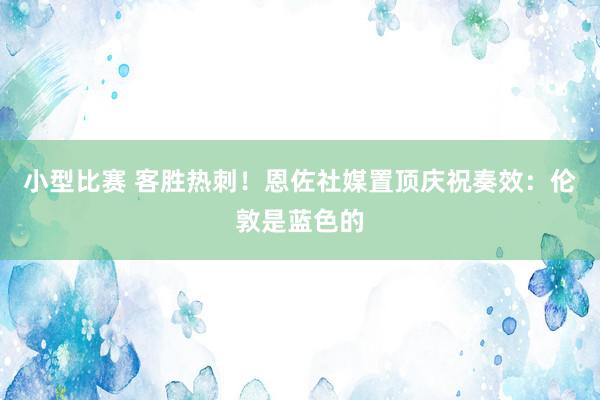 小型比赛 客胜热刺！恩佐社媒置顶庆祝奏效：伦敦是蓝色的