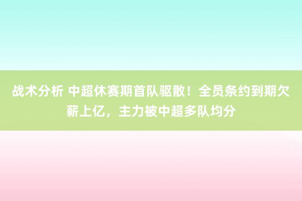 战术分析 中超休赛期首队驱散！全员条约到期欠薪上亿，主力被中超多队均分